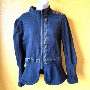 The Pyramid Collection Steampunk Black 100% cotton zip front French terry jacket